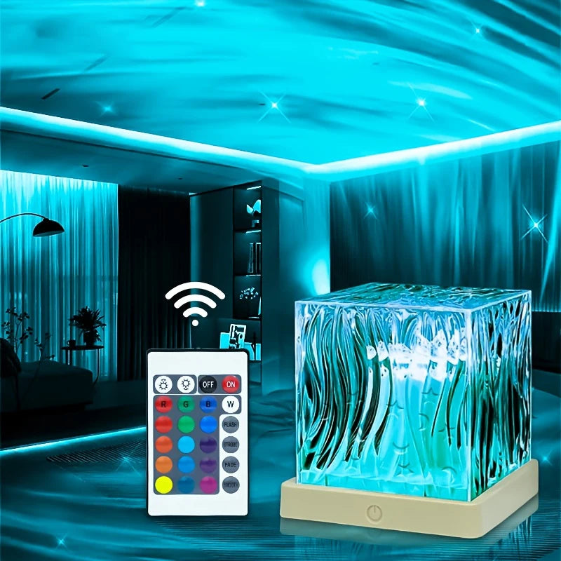 LED Night Light Aurora Projector Crystal Table Lamp