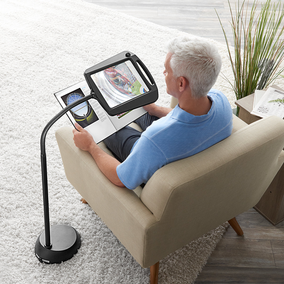 LED Stand Magnifying Lamp Flexible Neck Reading Crafting 1 