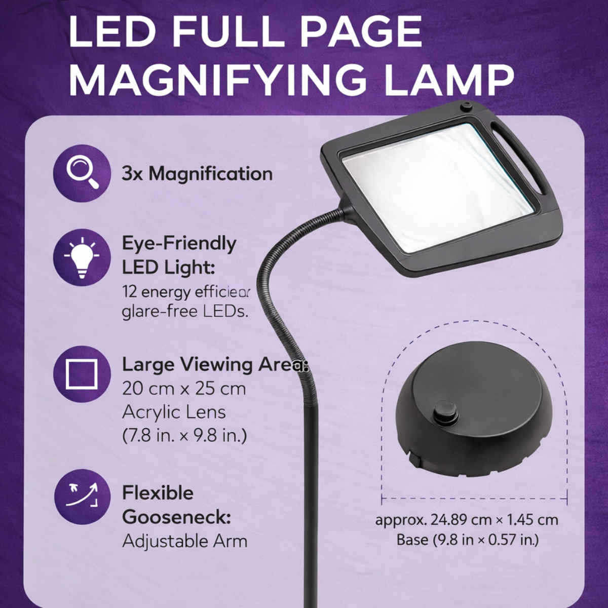 LED Stand Magnifying Lamp Flexible Neck Reading Crafting 4