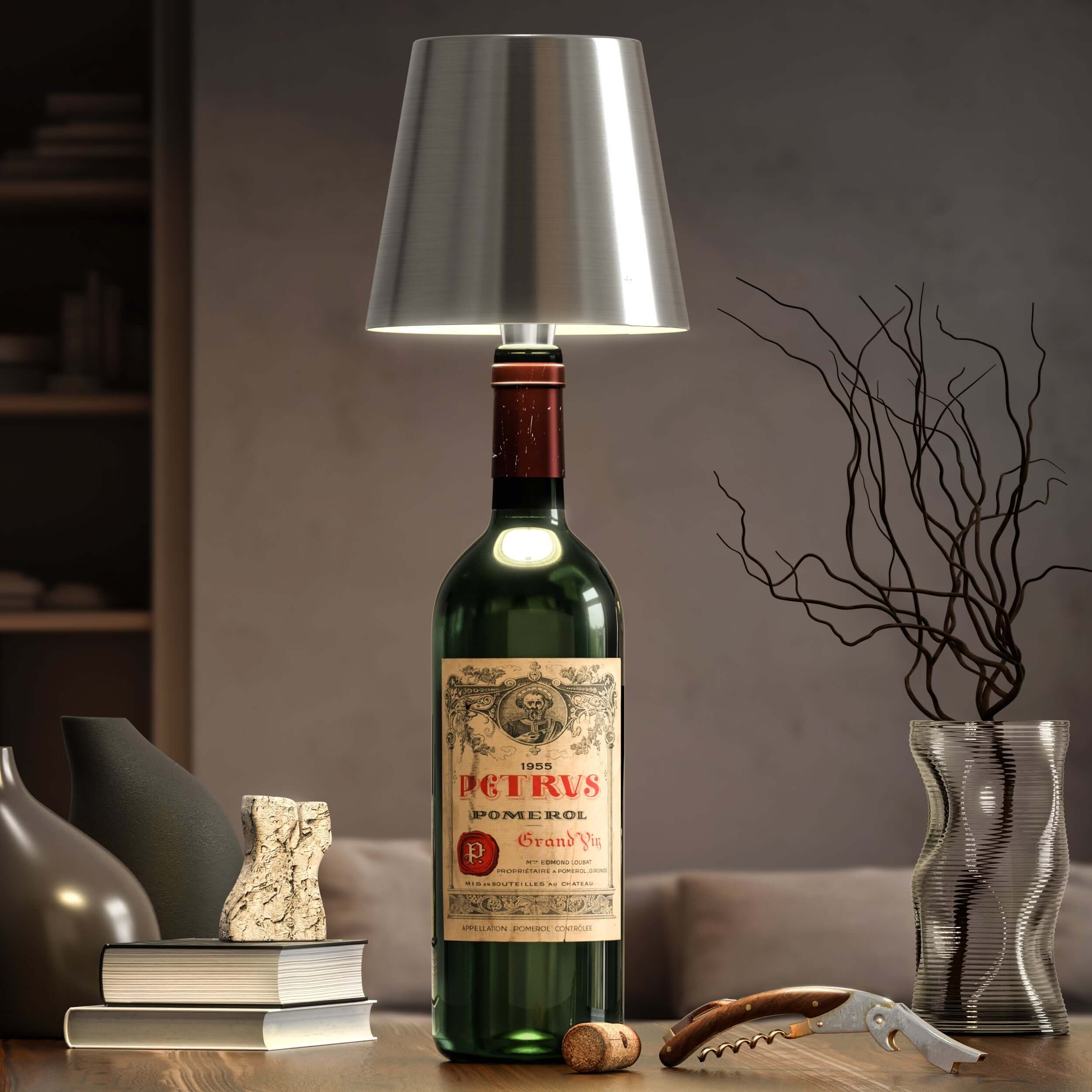Table Lamp with Recycled Bottle Glass Base