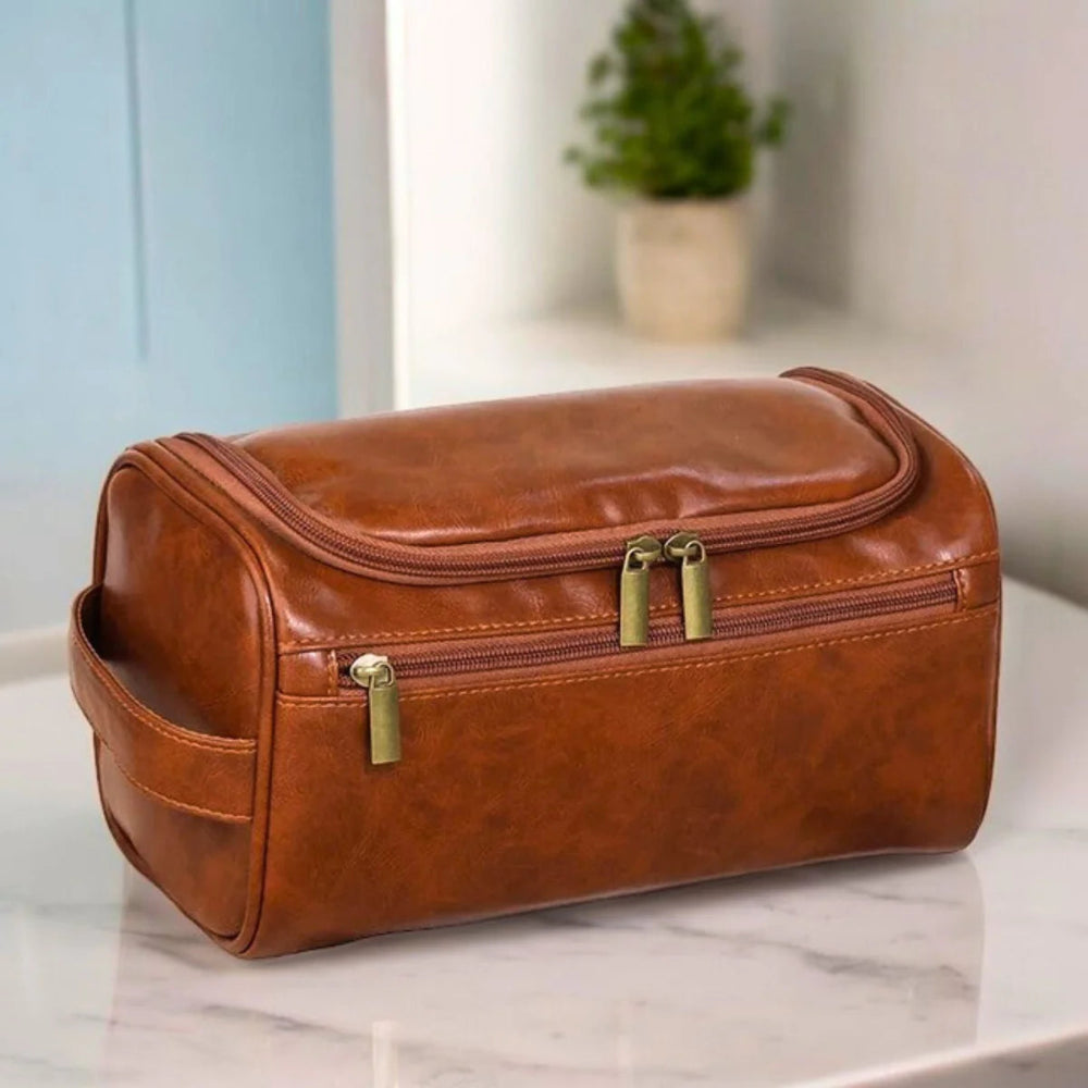 Leather Toiletry Bag Travel Wash Bag 4