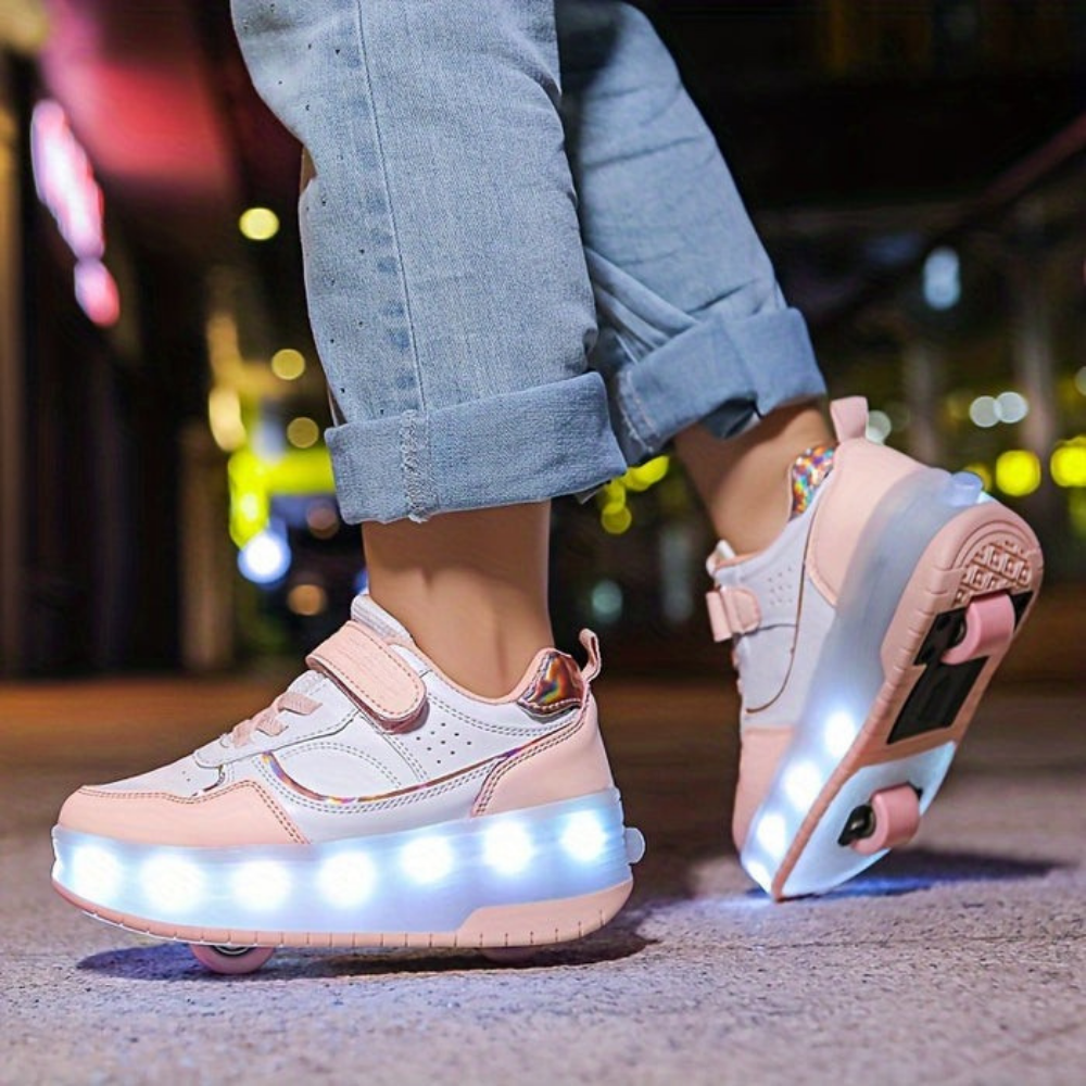 Kids Light-Up Roller Shoes | Flashing Sneakers