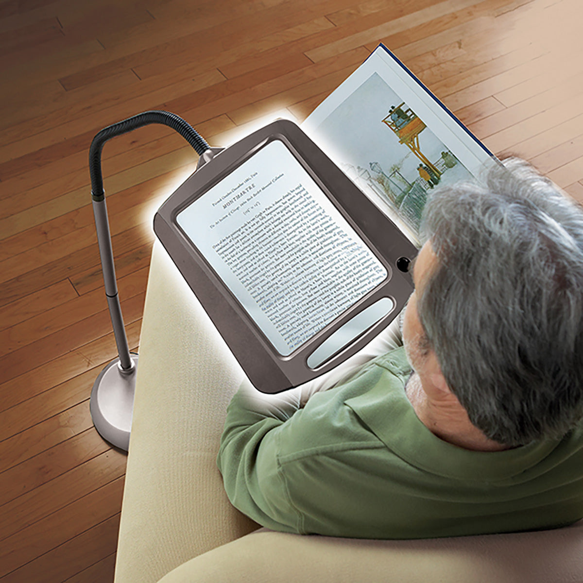 Magnifying Lamp Floor Reading Light Full Page Lens