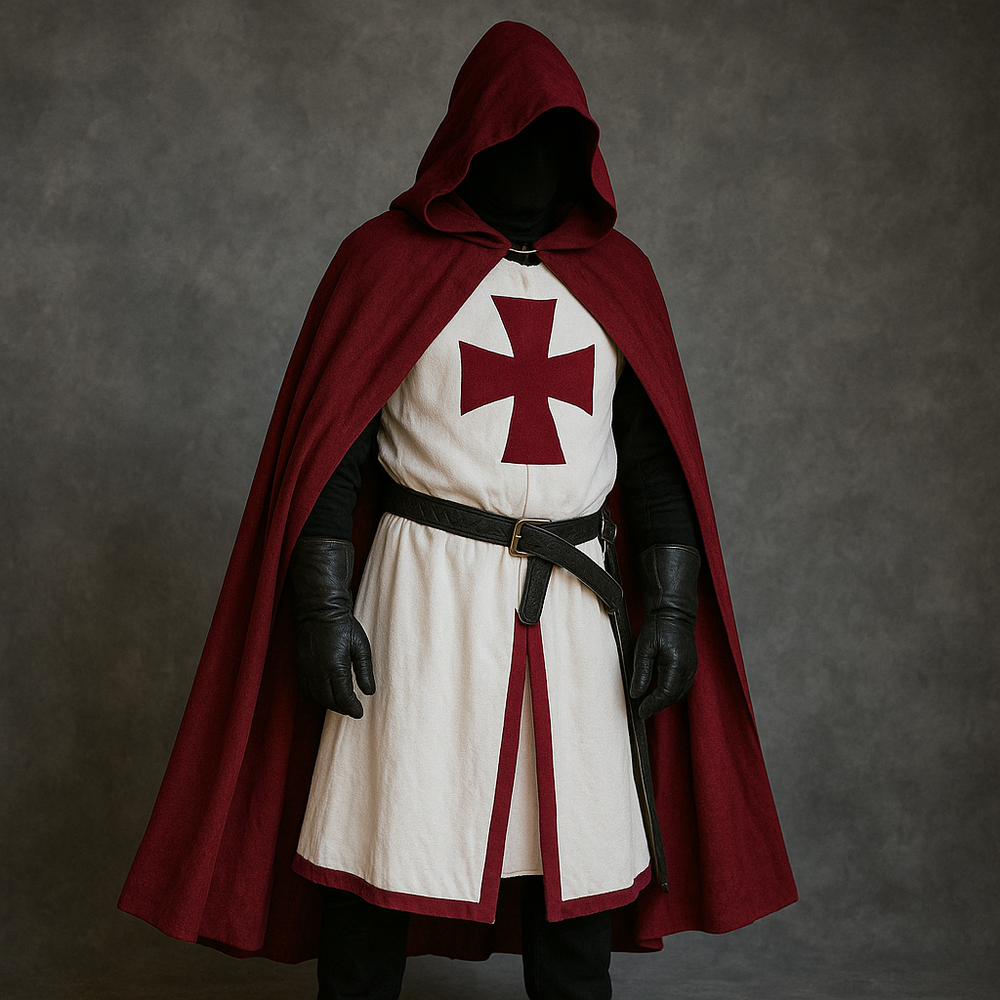 Medieval Costume Templar Crusader Tunic Cape Cosplay Outfit