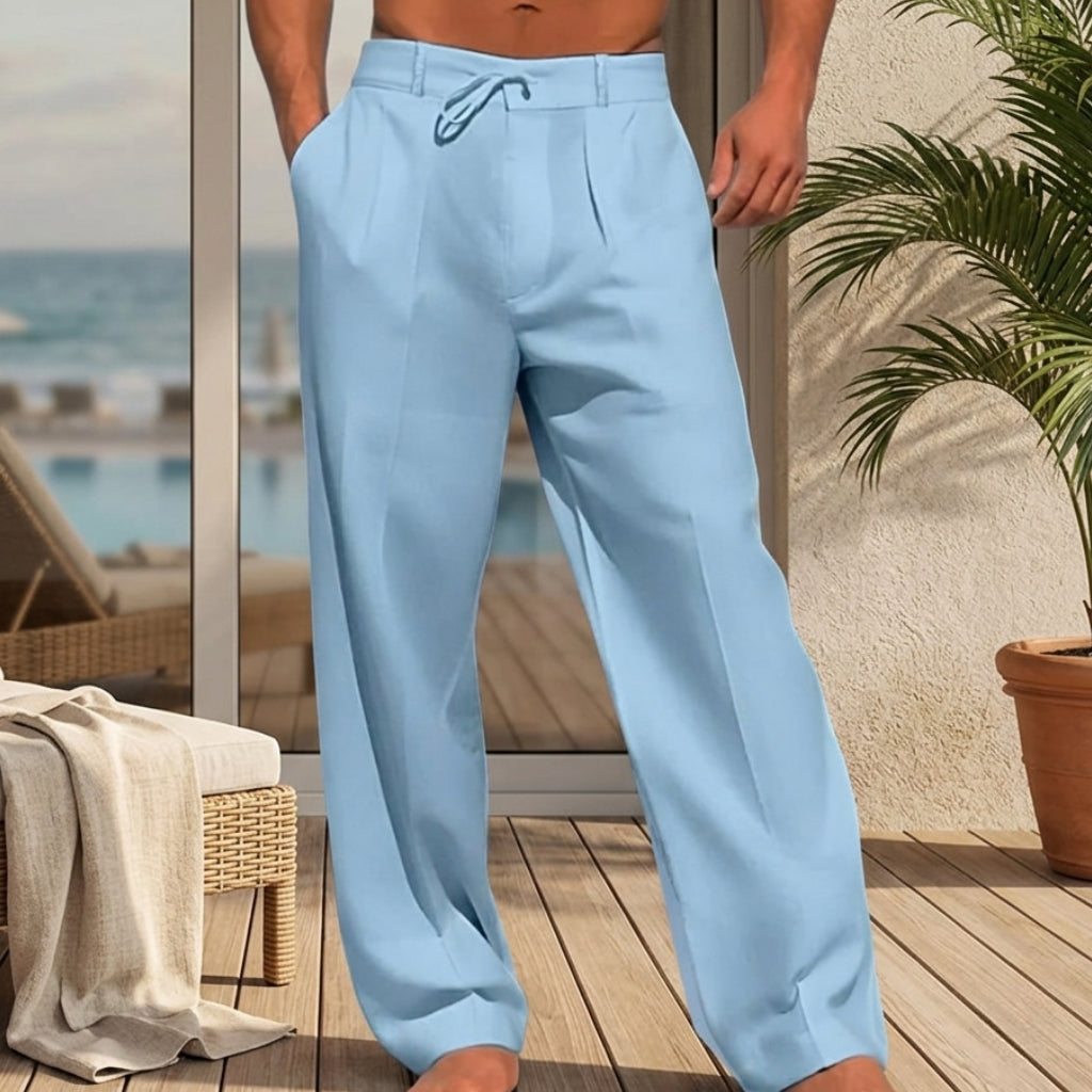 Men's Casual Pants Relaxed Fit Drawstring Straight Leg Trousers