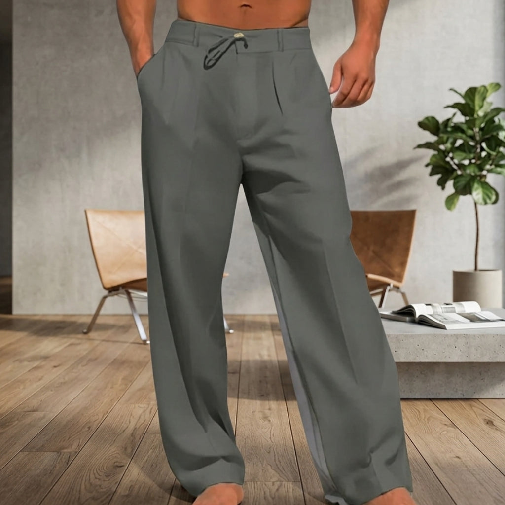 Men's Casual Pants Relaxed Fit Drawstring Straight Leg Trousers