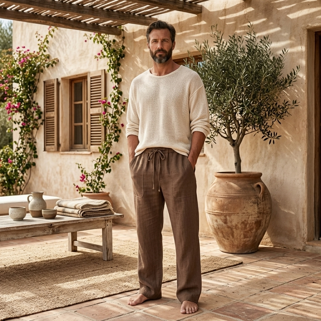 Men's Pants Drawstring Relaxed Summer Casual Trousers