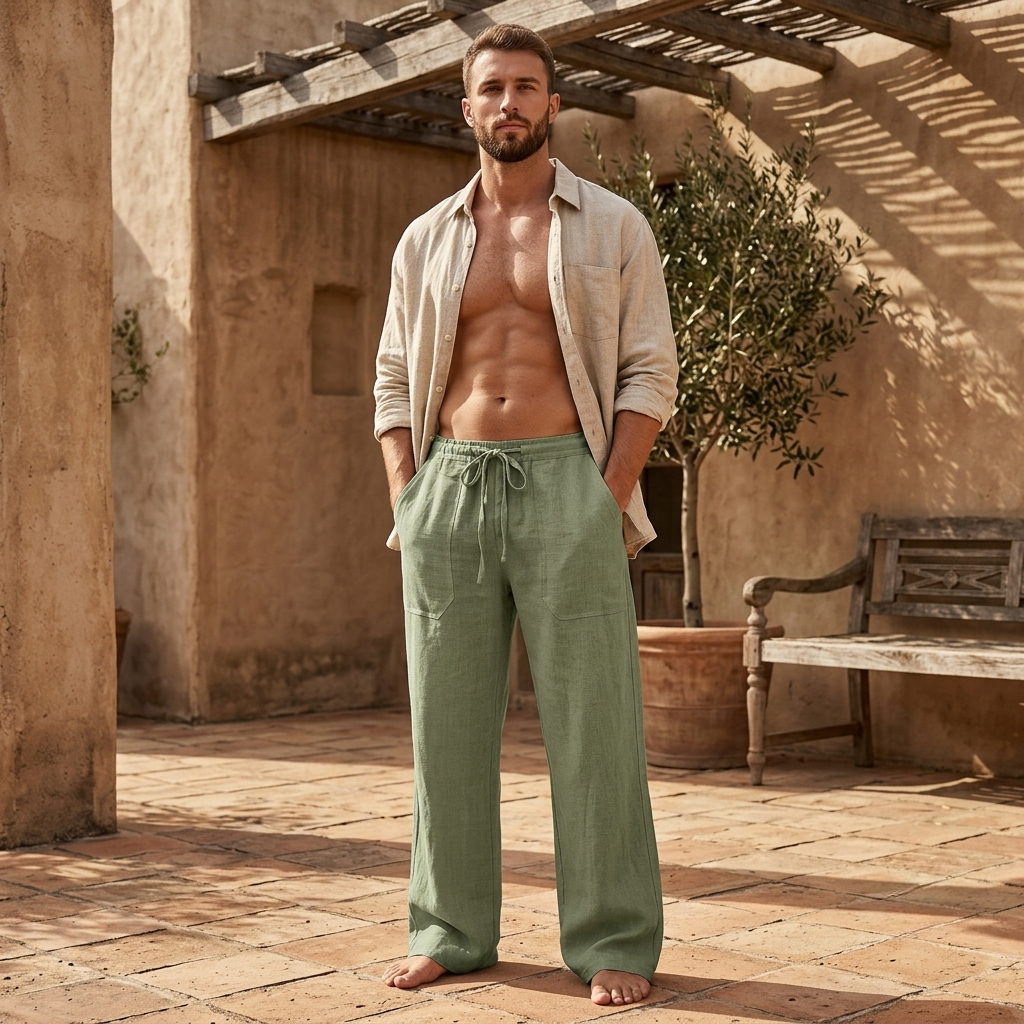 Men's Pants Drawstring Relaxed Summer Casual Trousers