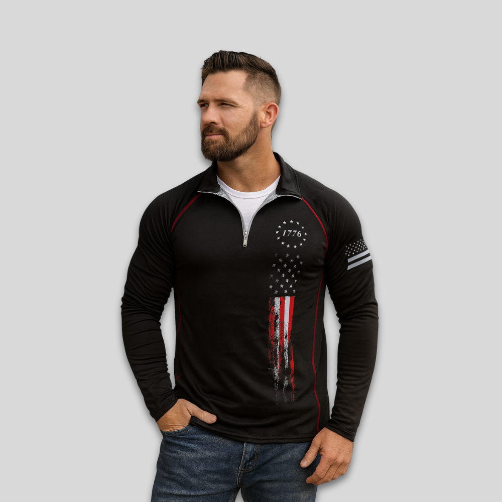 Camiseta de manga larga patriótica con bandera americana para hombre - Sudadera para el Día de los Veteranos