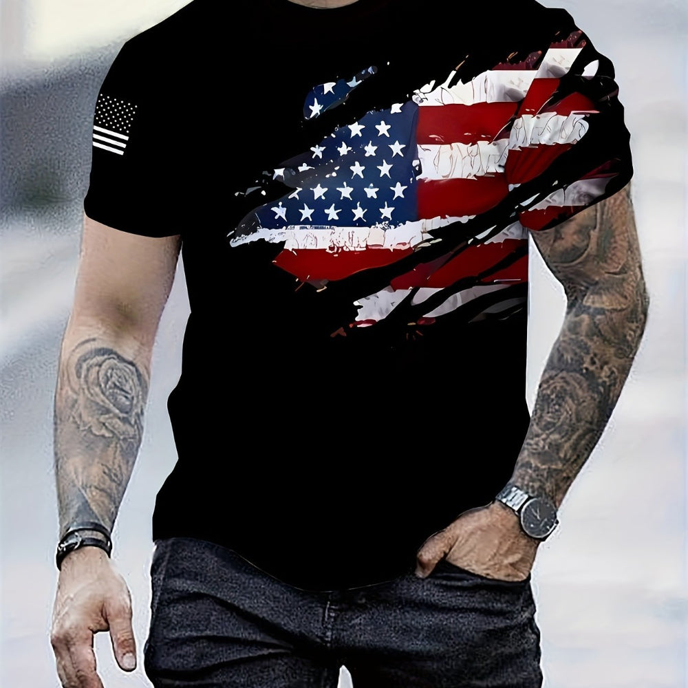 Camiseta gráfica patriótica americana para hombre - Camiseta casual para el Día de los Veteranos