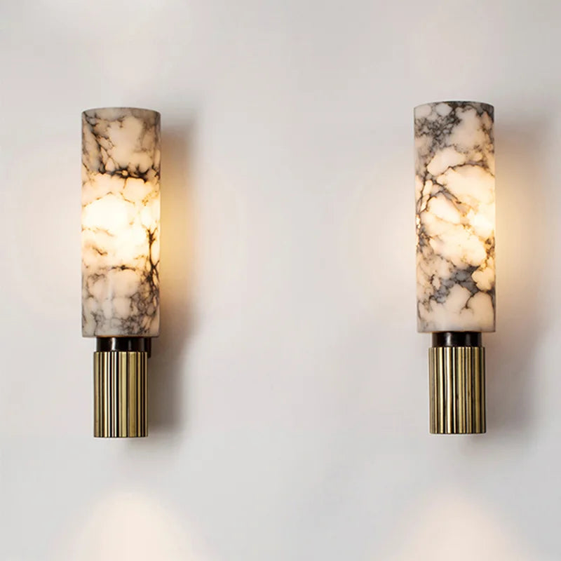 LuxeGlow Marble Wall Light | Contemporary Designer Lamp for Living Room & Hallway Ambience