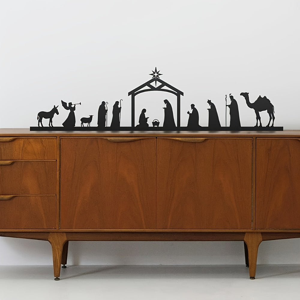 Krippenszene Metall Wandkunst Weihnachts-Silhouetten-Dekoration