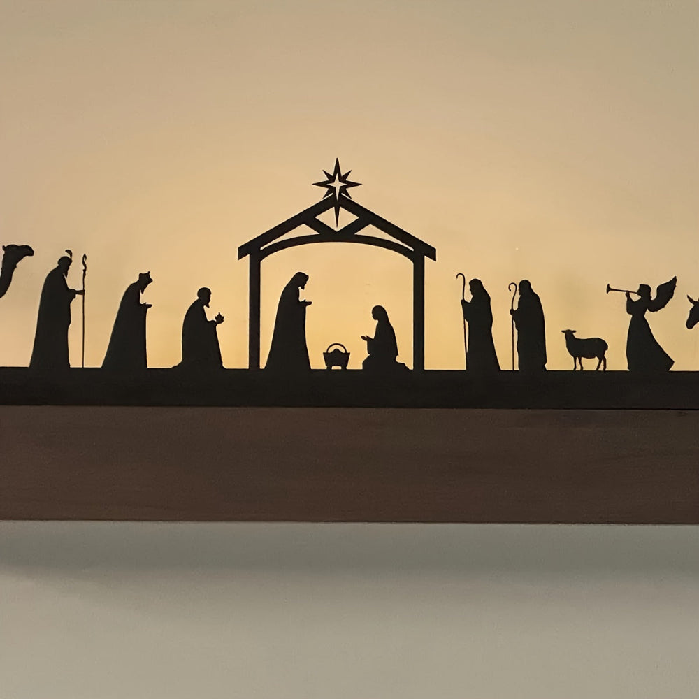 Krippenszene Metall Wandkunst Weihnachts-Silhouetten-Dekoration