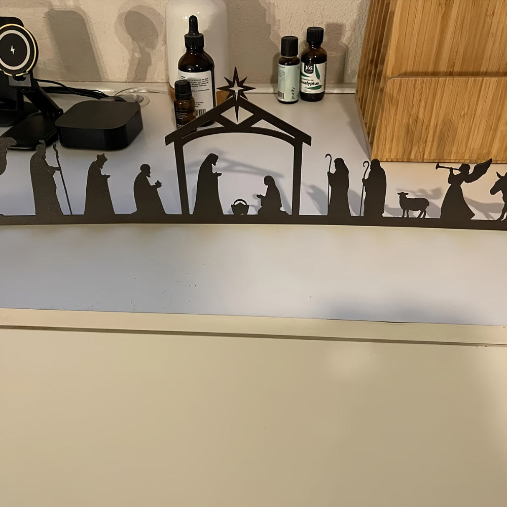 Krippenszene Metall Wandkunst Weihnachts-Silhouetten-Dekoration