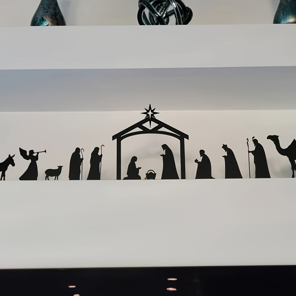 Krippenszene Metall Wandkunst Weihnachts-Silhouetten-Dekoration