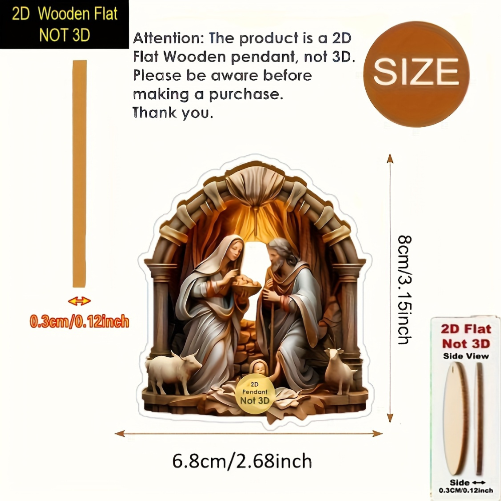 木製クリスマス吊り下げ飾りセットの降誕シーン