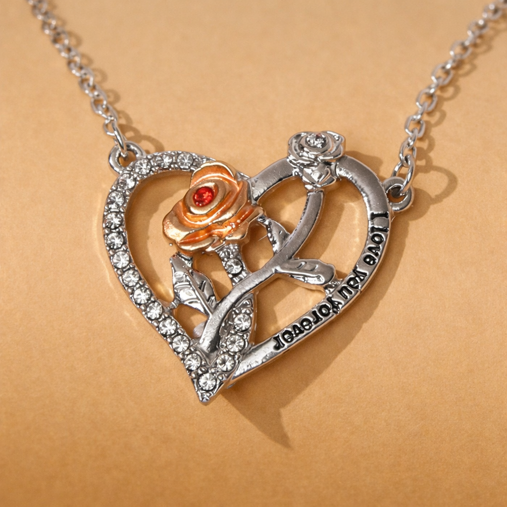 Necklace Heart Pendant Gift Set Display Case