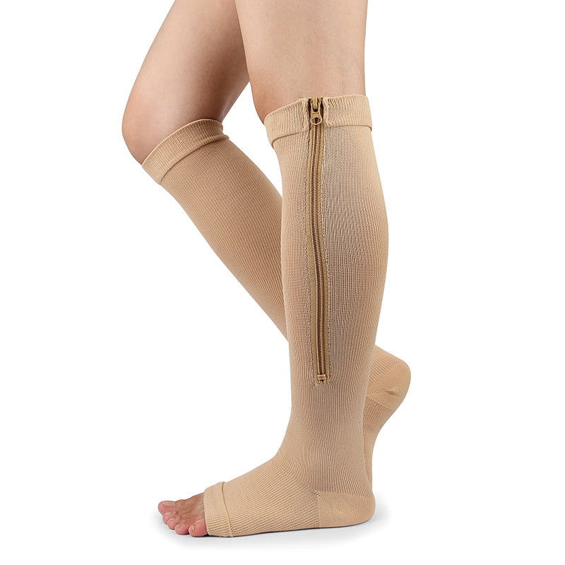 Women’s Medical Knee-High Compression Socks | Zipper Open Toe