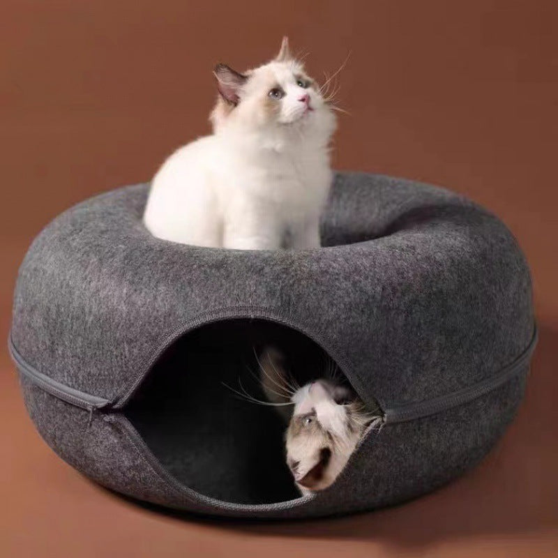 Cat Bed Felt Tunnel Cave for Multi Cats