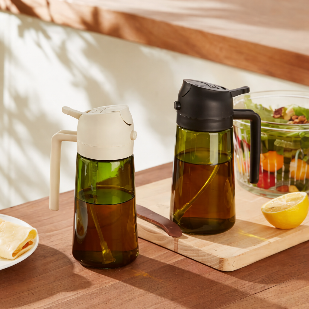 Oil Dispenser Bottle Set Drip Control Kitchen Use