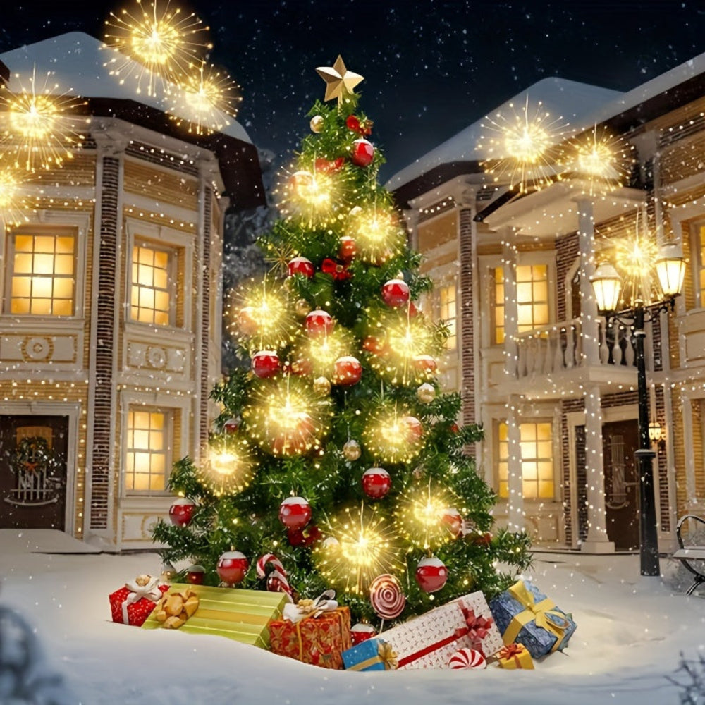 屋外クリスマスライト 花火LEDフェアリー吊り下げライト