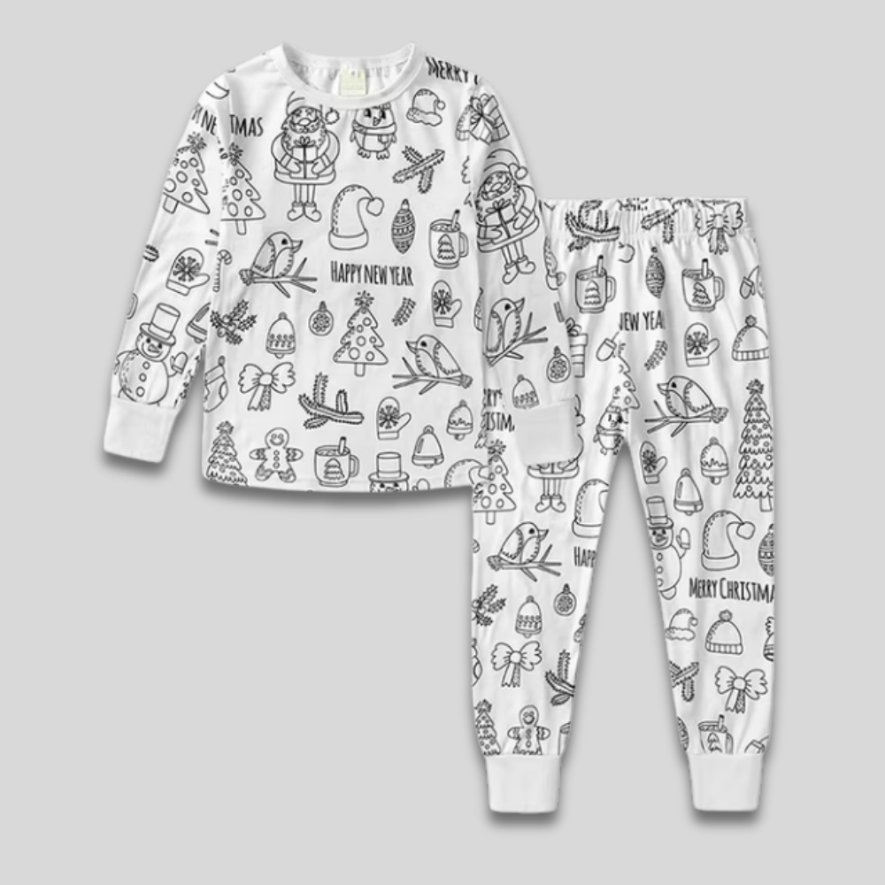 Kids Cozy Christmas Pajama Set Long Sleeve Two Piece