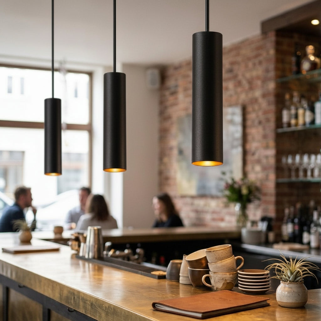 Pendant Light Black Aluminum Tube Style