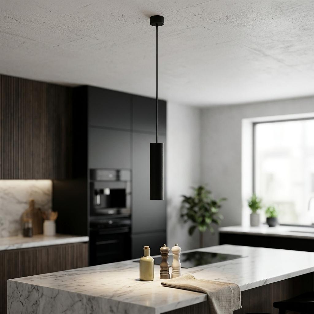 Pendant Light Black Aluminum Tube Style