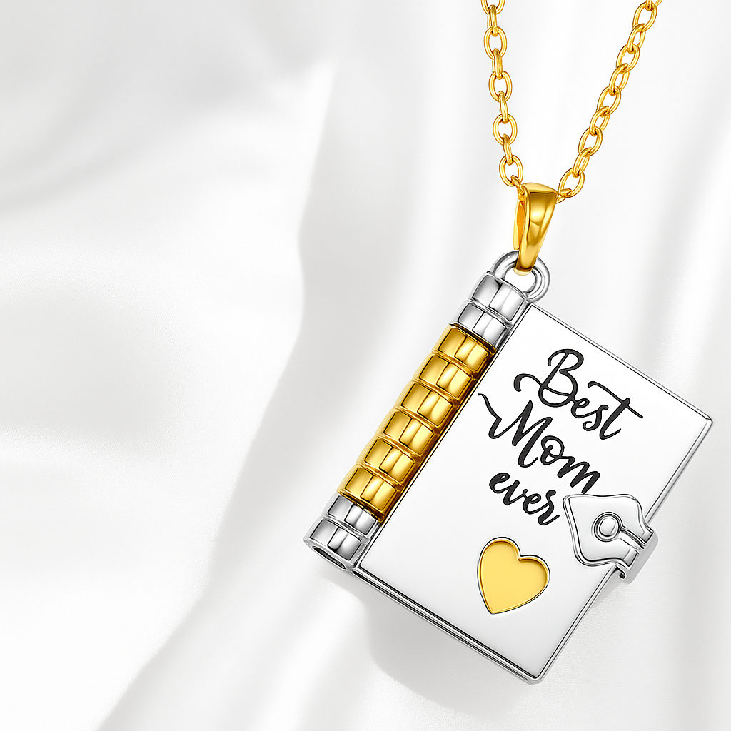 ペンダントネックレス 彫刻入りブックロケット ギフト 女性 母 娘