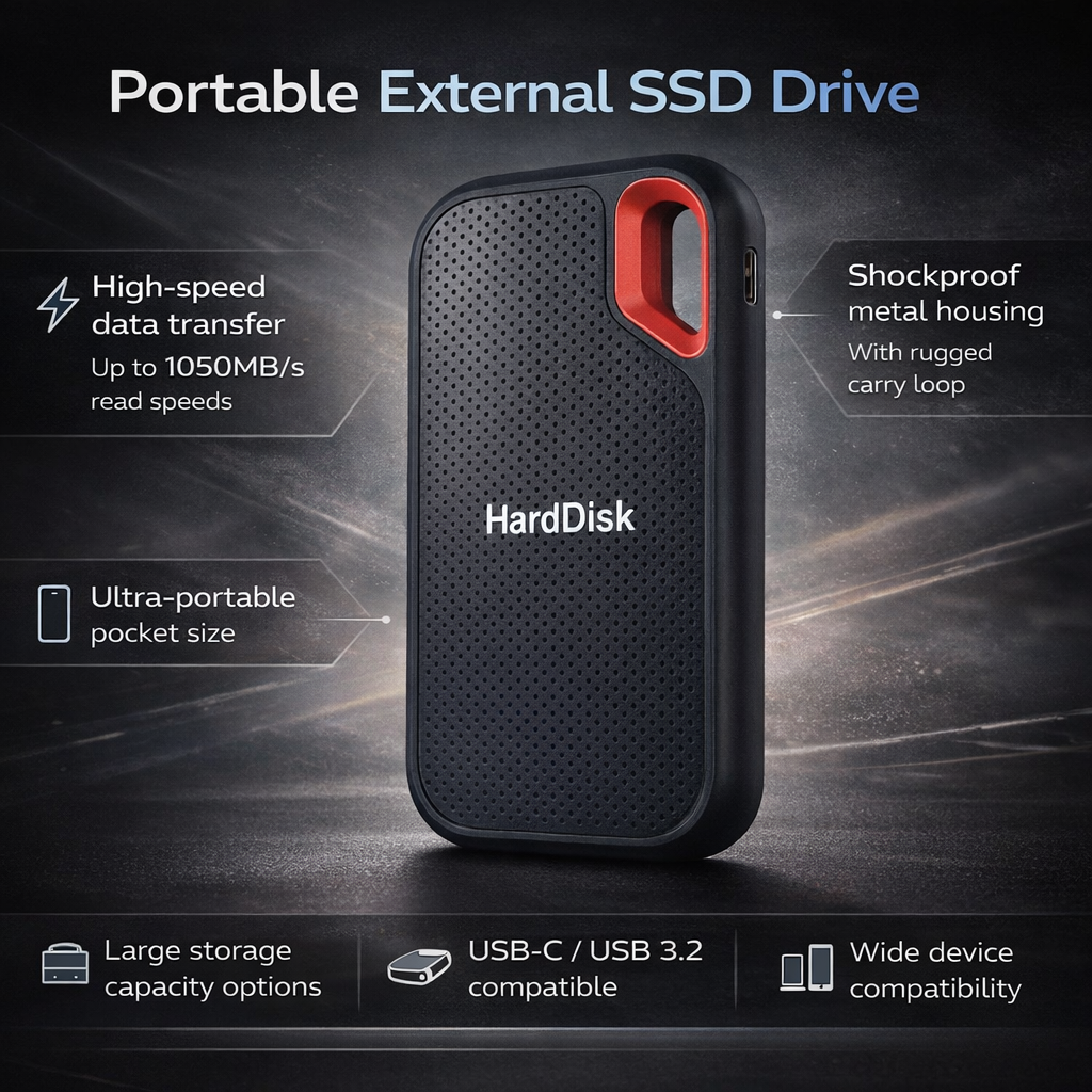 Portable External SSD Drive High Speed Data Transfer Shockproof Storage