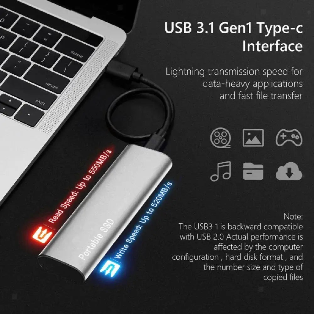 Portable External SSD High Speed Aluminum Storage Drive