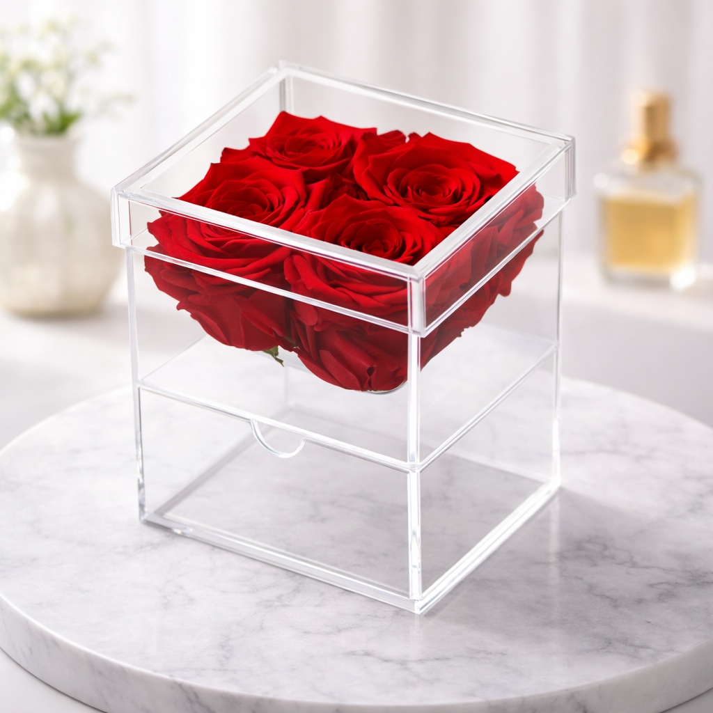 Preserved Rose Acrylic Display Romantic Decorative Gift