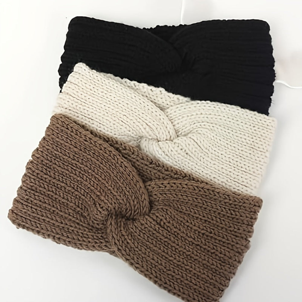Ribbed Knit Headband Set Women Winter Ear Warmer Cold Weather