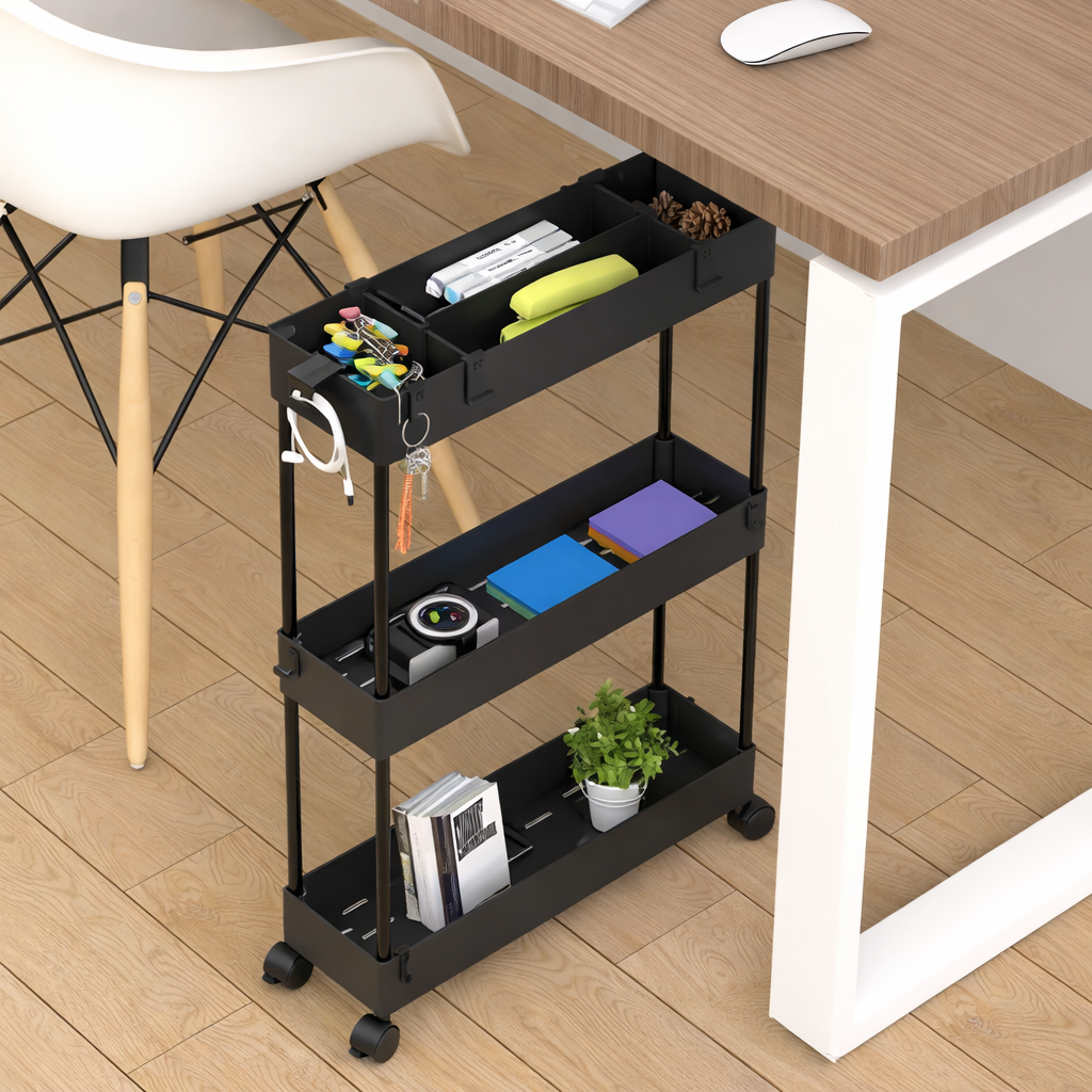 Rolling Storage Cart Slim Metal Bathroom Organizer Shelf