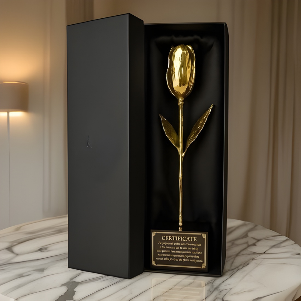 Rose Gift Decorative Gold Flower Display Box Romantic Decor