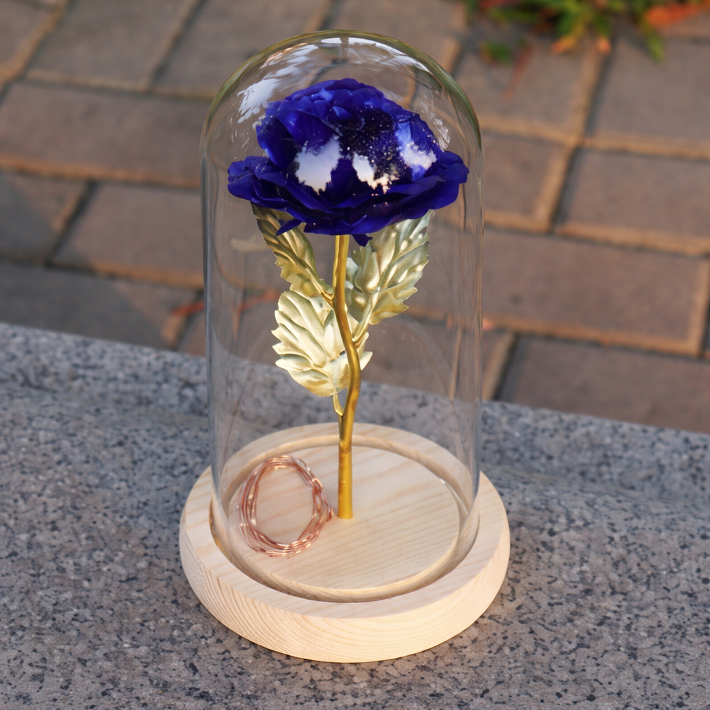 Rose Lamp Glass Dome Eternal Rose LED Table Light