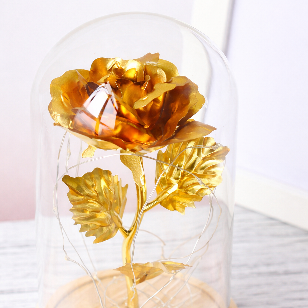 Rose Lamp Glass Dome Eternal Rose LED Table Light