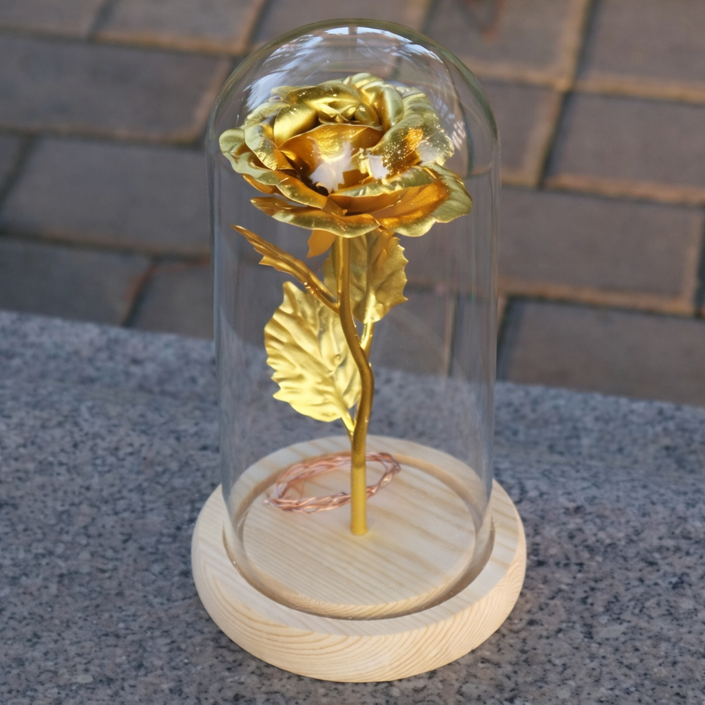 Rose Lamp Glass Dome Eternal Rose LED Table Light