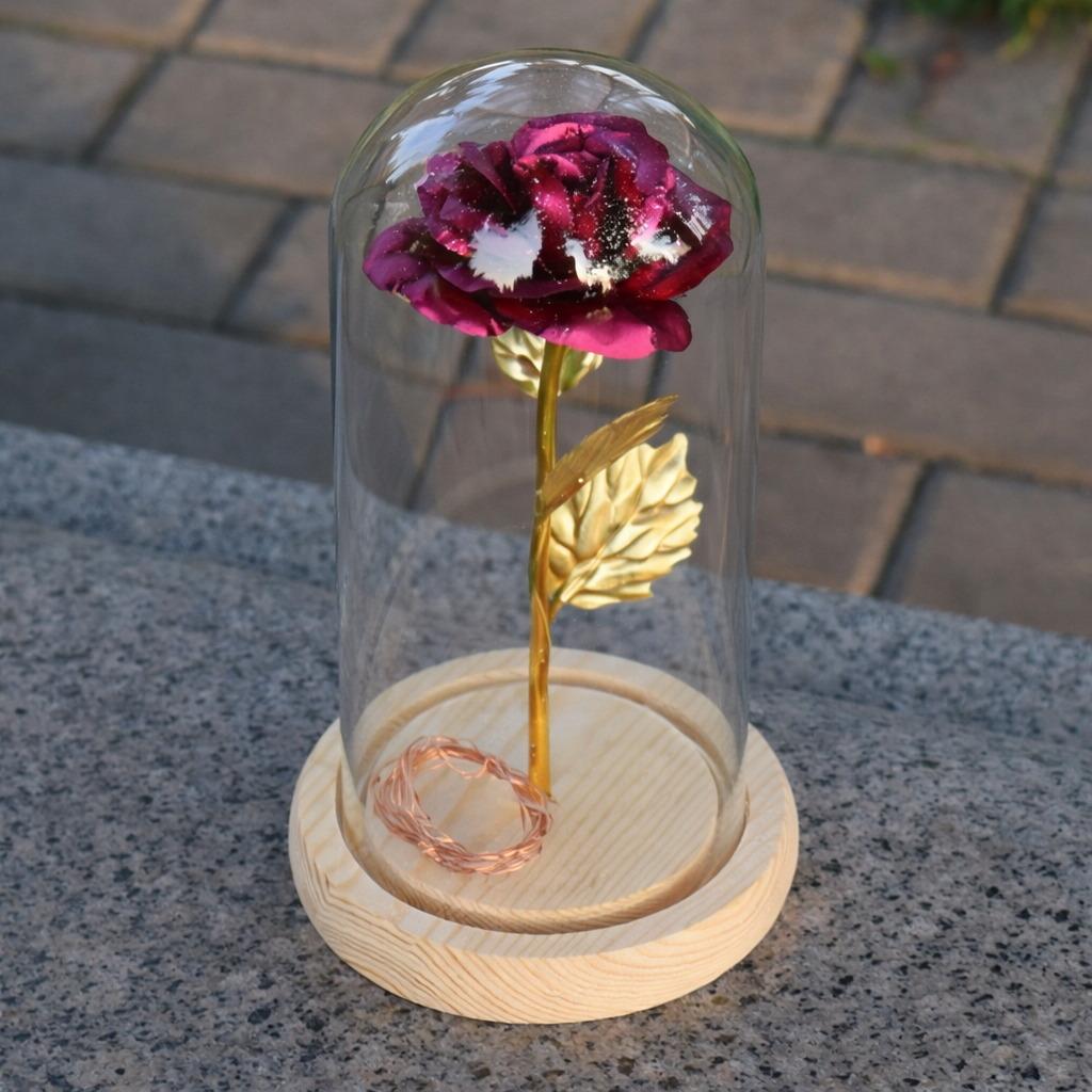 Rose Lamp Glass Dome Eternal Rose LED Table Light