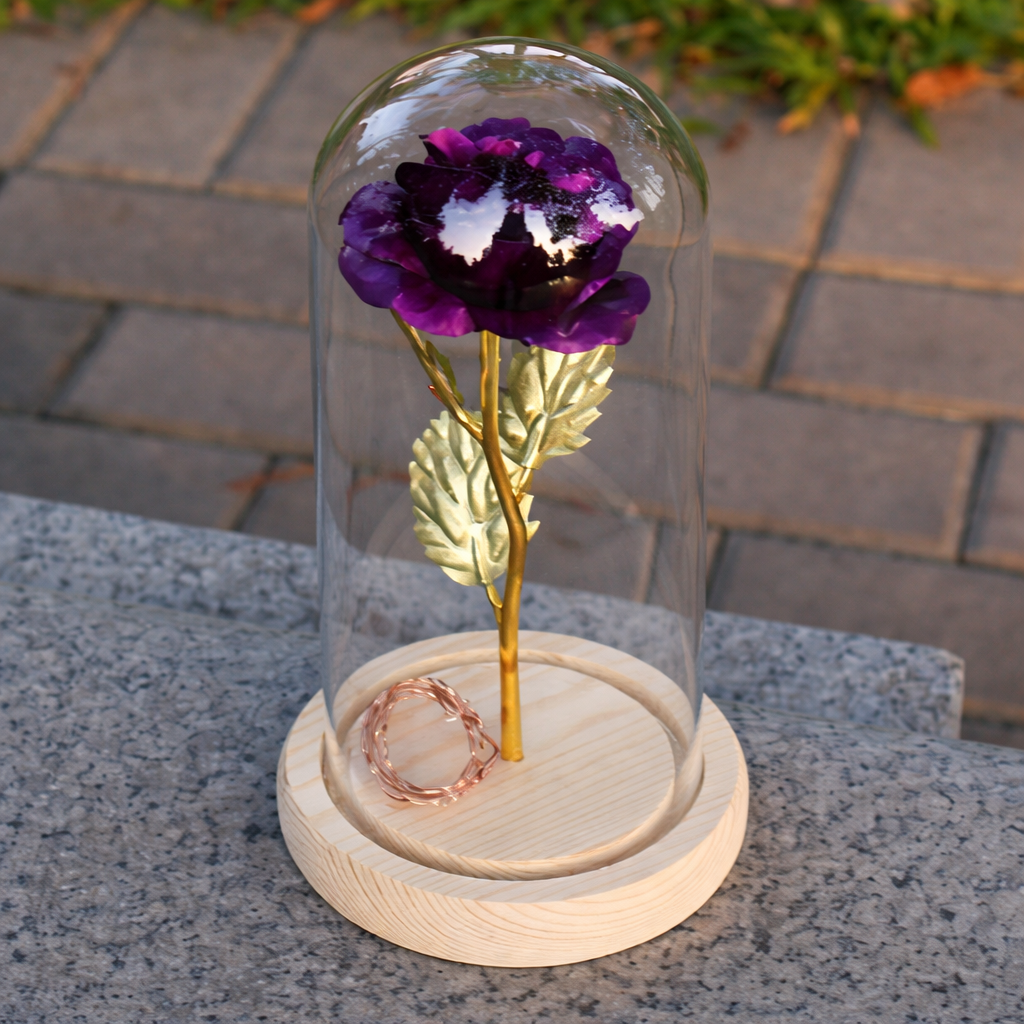 Rose Lamp Glass Dome Eternal Rose LED Table Light