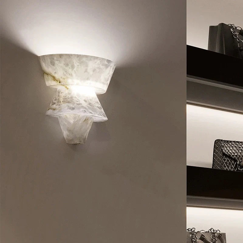 LuxeStone - Elegant Marble Wall Lamp Crafted from Natural Stone for a Modern Aesthetic