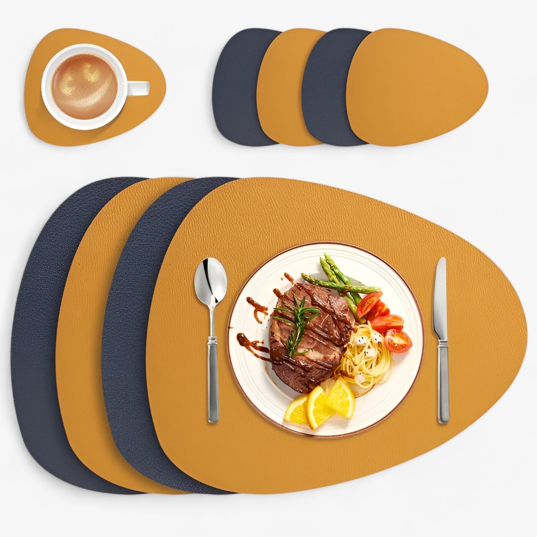 Table Mats Reversible Faux Leather Dining Set