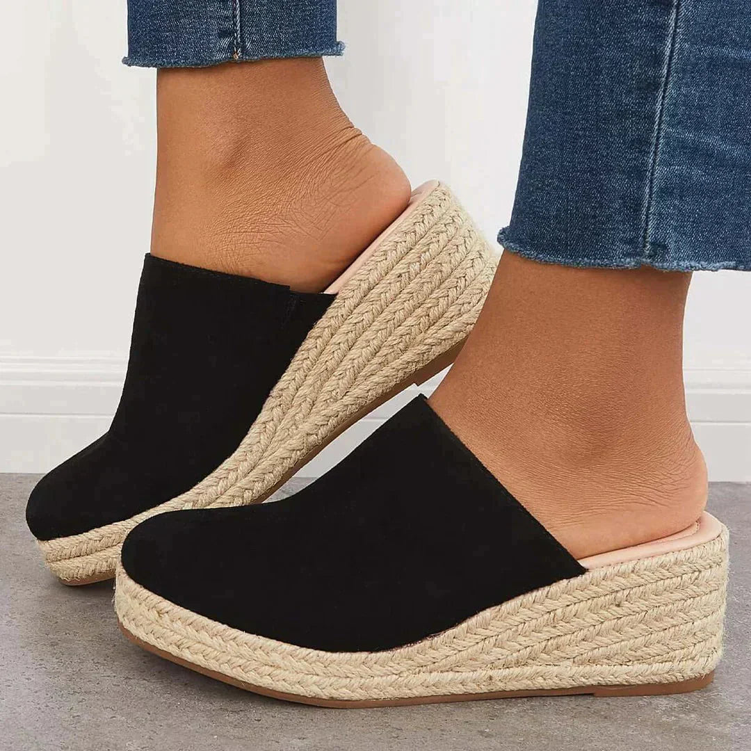 Wedge Sandals Suede Slip On for Women