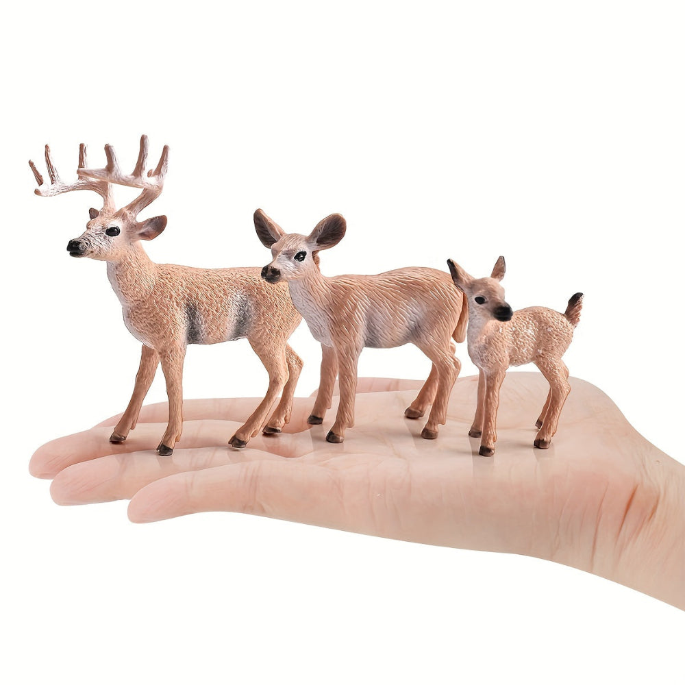 Santa’s Reindeer Christmas Figurine Set Woodland Holiday Display