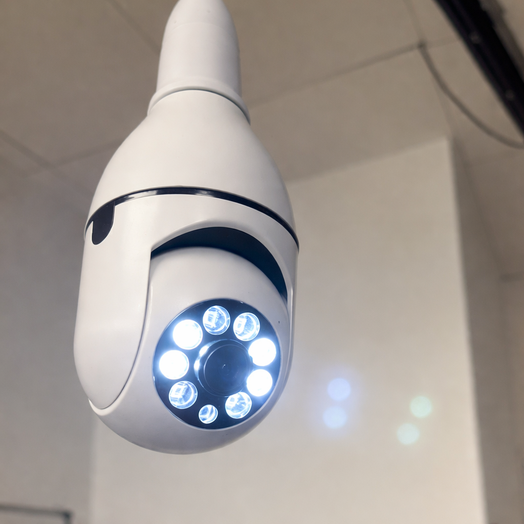 Security Camera Light Bulb Socket Mounted 360 Degree Indoor