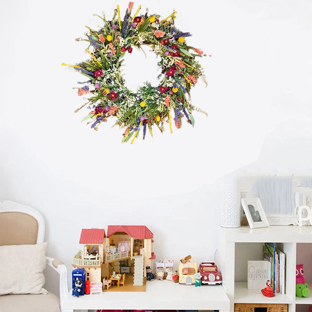 Vibrant Bloom Door Wreath | Handmade Floral Decor