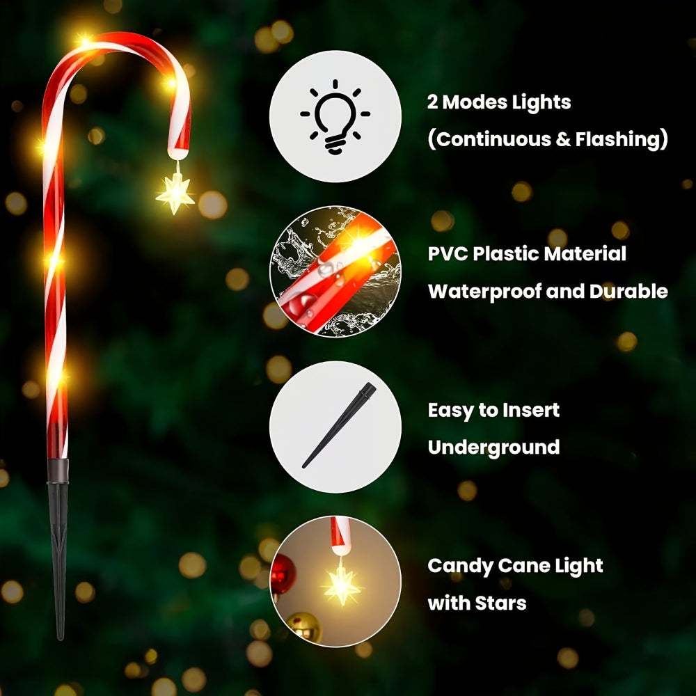 Solar Christmas Lights Outdoor Decorations Candy Cane Pathway Lights