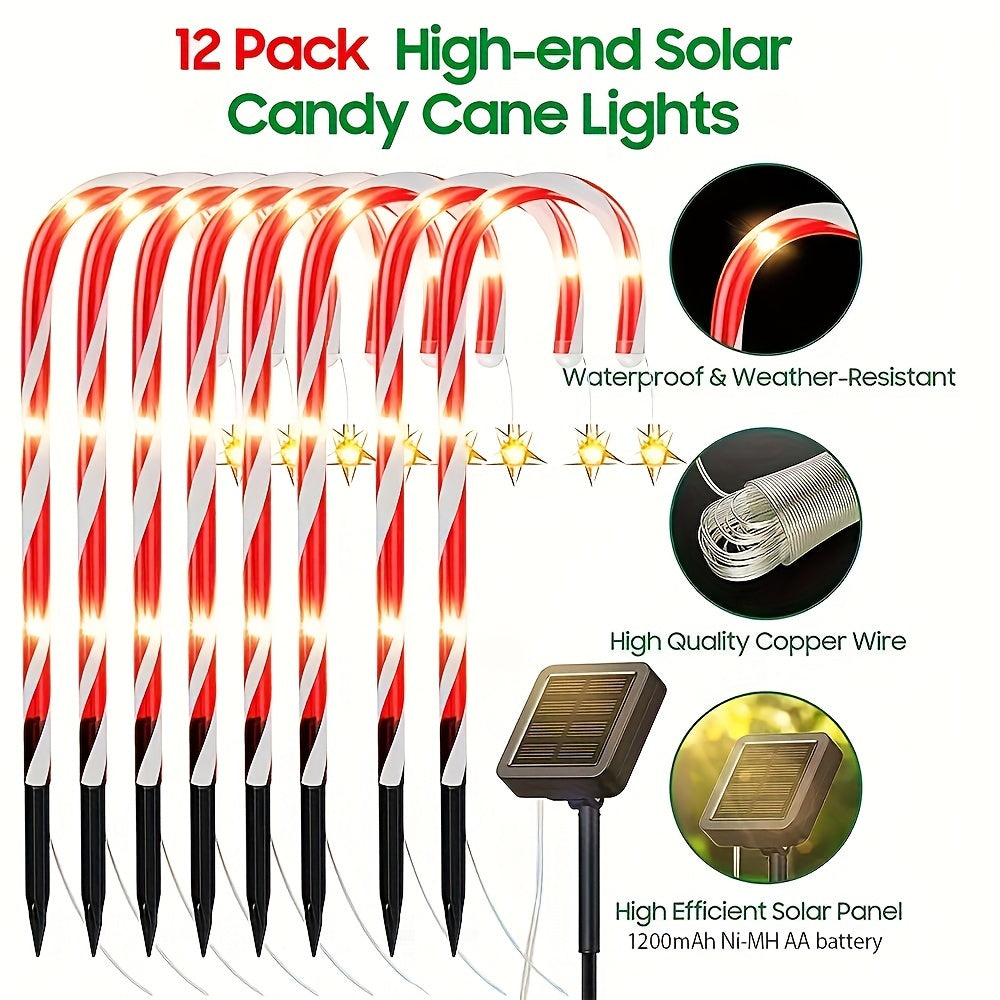 Solar Christmas Lights Outdoor Decorations Candy Cane Pathway Lights