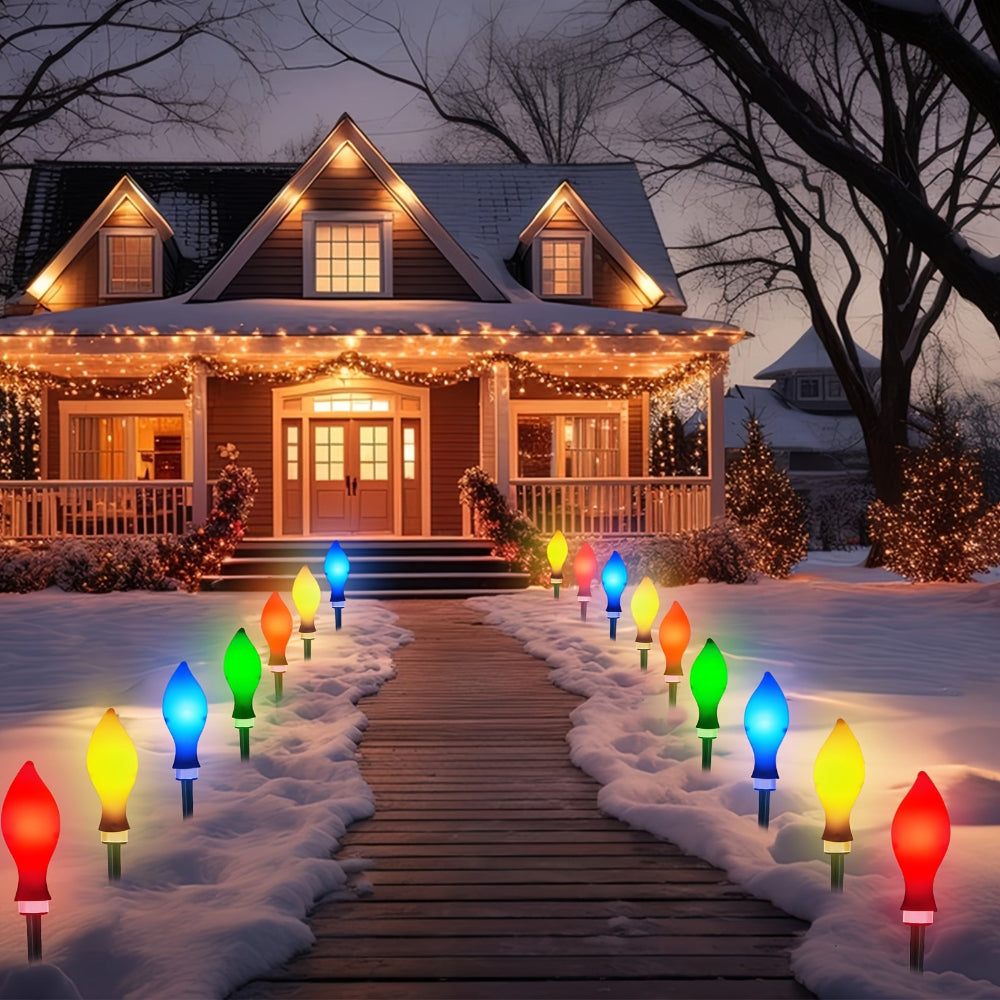 Solar Christmas Lights Outdoor Lights Color Changing Flame Path Set