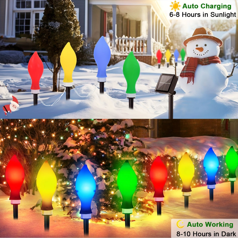 Solar Christmas Lights Outdoor Lights Color Changing Flame Path Set